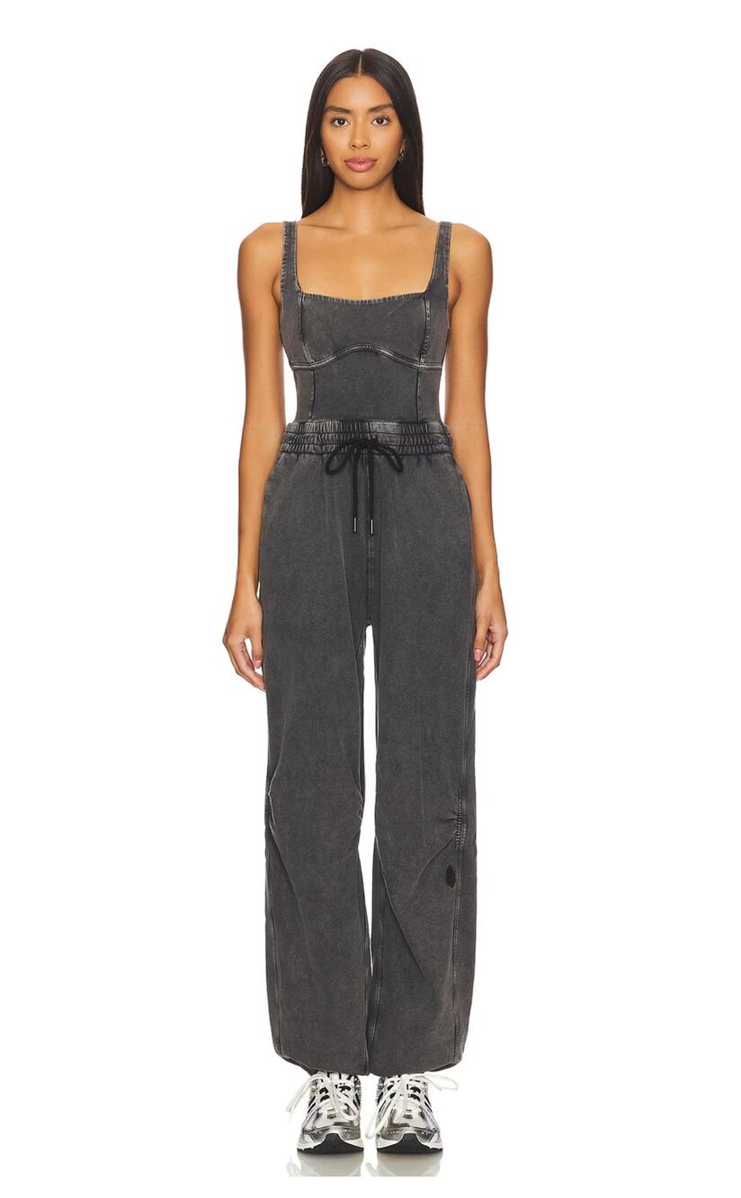 NEW Free People X Inbound Jumpsuit In Charcoal Small Luxe Leisure Boho Normcore